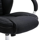 Sedia Poltrona da Ufficio Presidenziale Girevole in Lino Traspirante Nero 