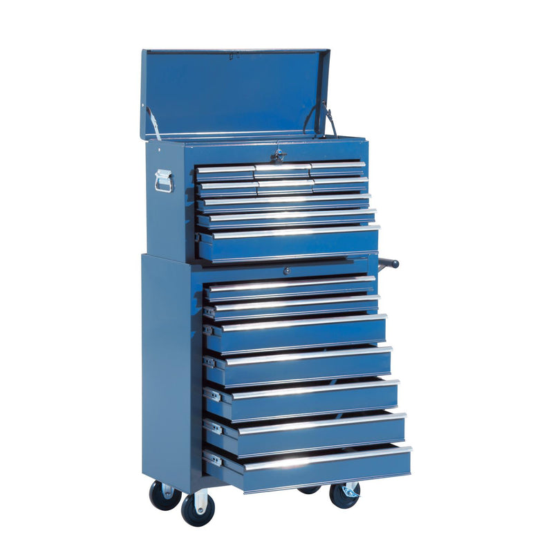 Carrello Porta Attrezzi da Officina Professionale Cassettiera in Lamiera Blu 61.5x33x113 cm 