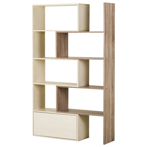 Libreria Scaffale a Ripiani Salvaspazio per Soggiorno in Legno 141x29x176 cm Bianco Rovere sconto
