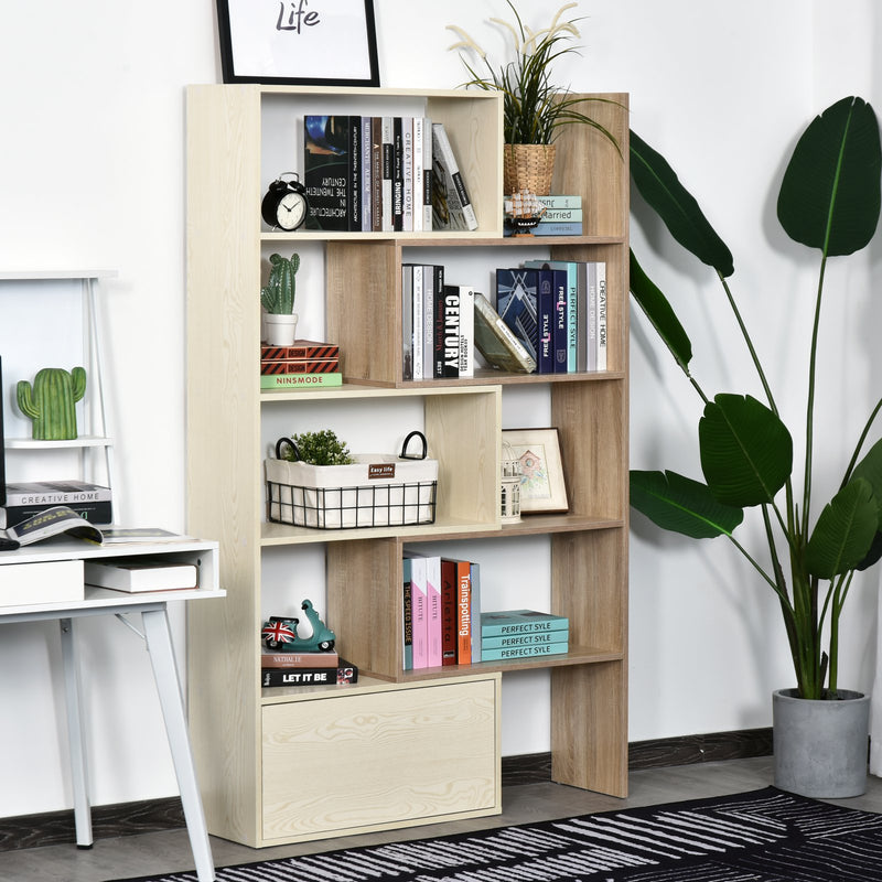 Libreria Scaffale a Ripiani Salvaspazio per Soggiorno in Legno 141x29x176 cm Bianco Rovere 