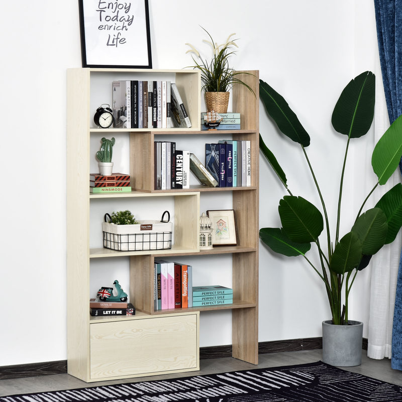 Libreria Scaffale a Ripiani Salvaspazio per Soggiorno in Legno 141x29x176 cm Bianco Rovere 