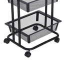 Carrello da Cucina Multiuso Salvaspazio 3 Livelli in Acciaio a Rete Nero 40x30x79 cm