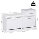 Divanetto Scarpiera 3 Scomparti con Cuscino Bianco 94.5x57x30 cm 