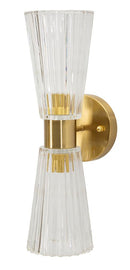 Lampada da Muro Praga 11x16x40 cm in Ferro e Vetro Oro e Trasparente      