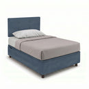Letto Singolo Contenitore Imbottito Microfibra Blu BoxMax Testata Button Varie Misure