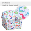 Poltroncina Mini per Bambini con Dinosauri Colorati  Bianca