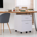 Cassettiera Portadocumenti da Ufficio in Legno 2 Cassetti per A4 Chiusura di Sicurezza  Bianca