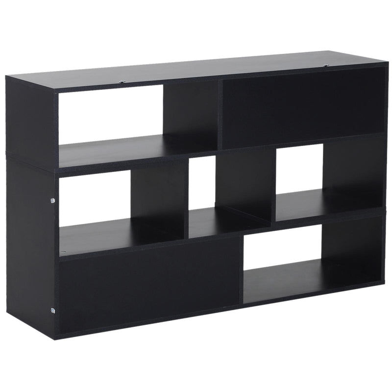 Libreria Salvaspazio per Soggiorno in Legno 120-165 x35x50 cm  Nera