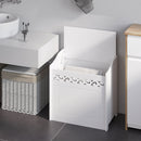 Mobiletto Bagno Portabiancheria in Legno 55x34x58 cm  Floreale Bianco