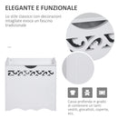 Mobiletto Bagno Portabiancheria in Legno 55x34x58 cm  Floreale Bianco