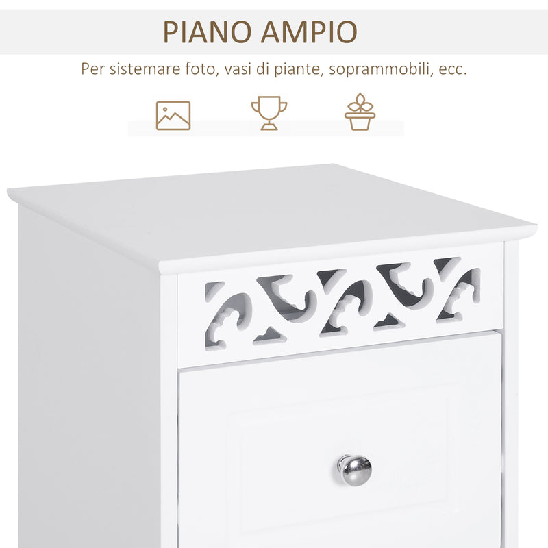 Mobiletto Bagno Cassettiera 3 Cassetti in Legno 30x30x68.5 cm  Floreare Bianco
