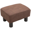 Pouf Poggiapiedi Imbottito in Legno Massello 40x30x24 cm  Marrone