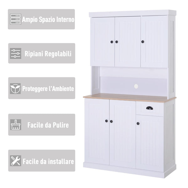 sconto Mobile Dispensa da Cucina 101x39x180 cm  Bianco e Rovere