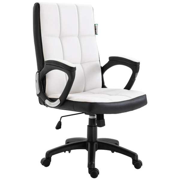 Sedia da Ufficio Presidenziale Girevole Imbottita  Bianca e Nera online