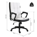 Sedia da Ufficio Presidenziale Girevole Imbottita  Bianca e Nera