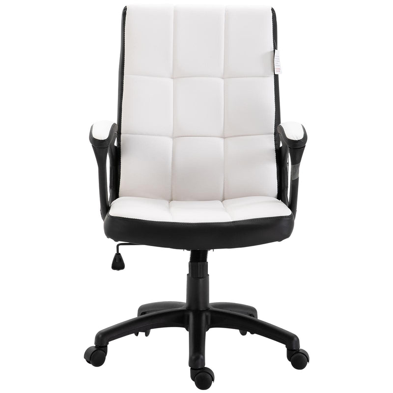 Sedia da Ufficio Presidenziale Girevole Imbottita  Bianca e Nera