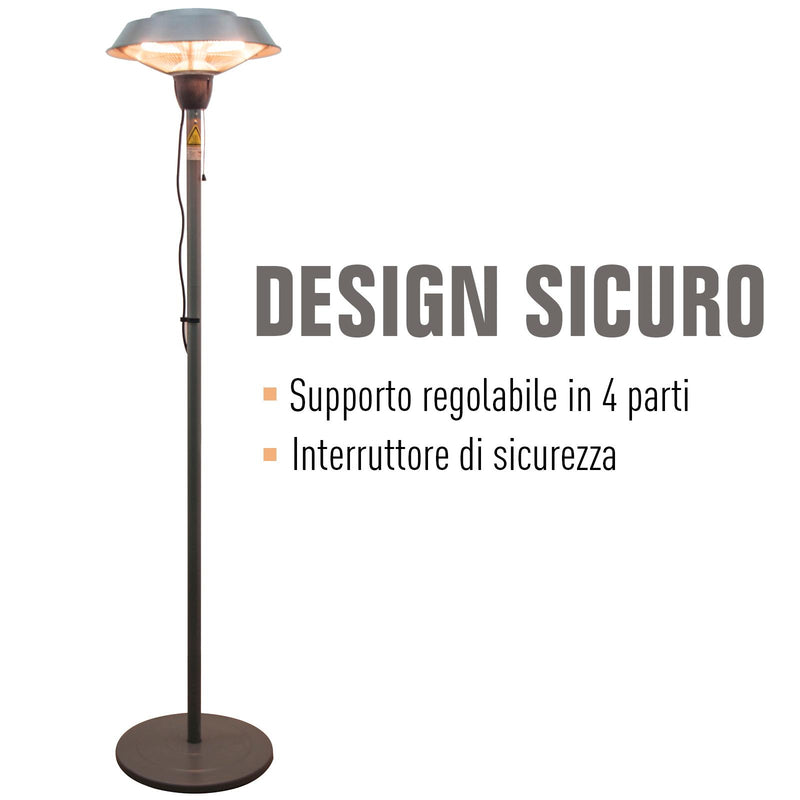 Stufa da Esterno Fungo Riscaldante Elettrico 1500W Impermeabile in Alluminio 200 cm 