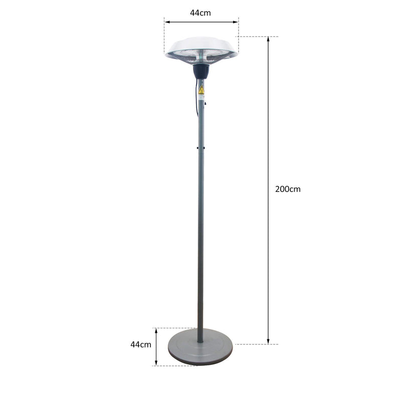Stufa da Esterno Fungo Riscaldante Elettrico 1500W Impermeabile in Alluminio 200 cm 