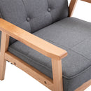 Poltrona Stile Nordico Retrò in Legno con Rivestimento in Lino  Grigio Chiaro