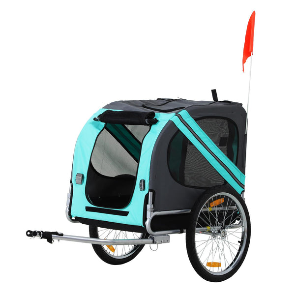 Carrello Rimorchio per Cani da Bicicletta Impermeabile Azzurro e Grigio acquista