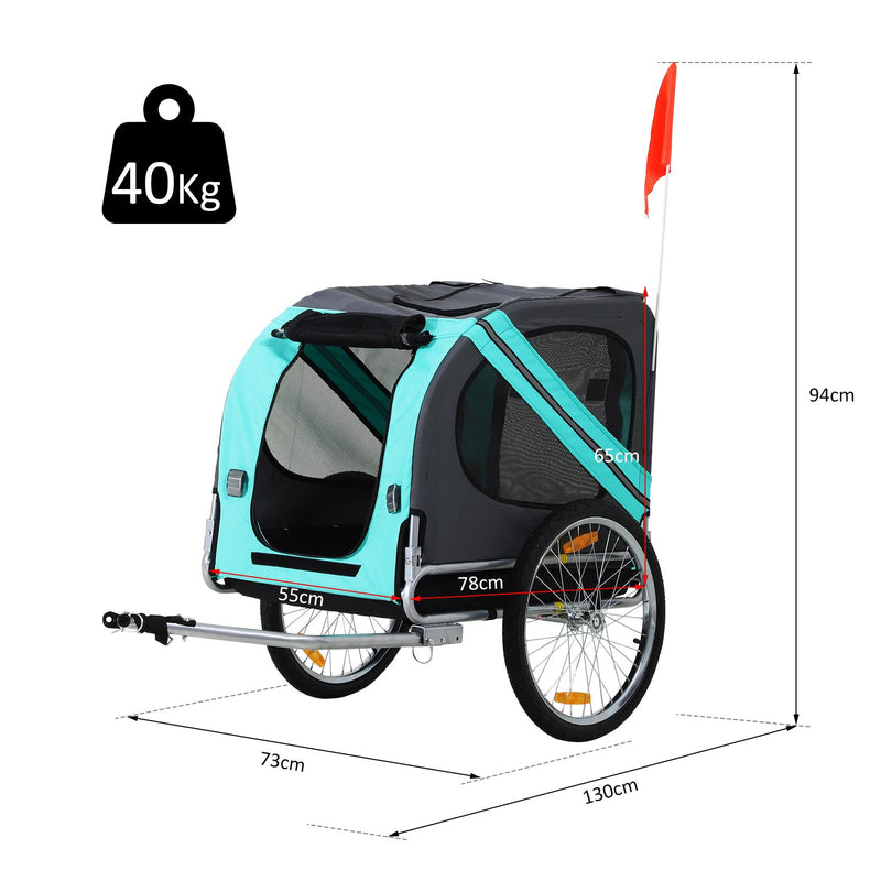 Carrello Rimorchio per Cani da Bicicletta Impermeabile  Azzurro e Grigio