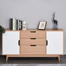 Madia 2 Ante 3 Cassetti Design Scandinavo in Legno Rovere 145x30x75 cm  Bianca e Naturale