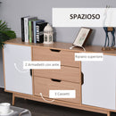 Madia 2 Ante 3 Cassetti Design Scandinavo in Legno Rovere 145x30x75 cm  Bianca e Naturale