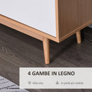 Madia 2 Ante 3 Cassetti Design Scandinavo in Legno Rovere 145x30x75 cm  Bianca e Naturale