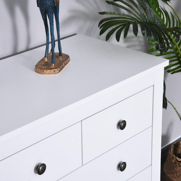 Cassettiera 5 Cassetti in Legno 79x39.5x80.5 cm Bianca sconto