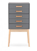 Cassettiera 5 Cassetti 43x30x88 cm Ordinary in Legno Grigio