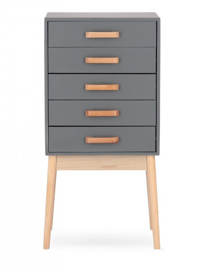 Cassettiera 5 Cassetti 43x30x88 cm Ordinary in Legno Grigio