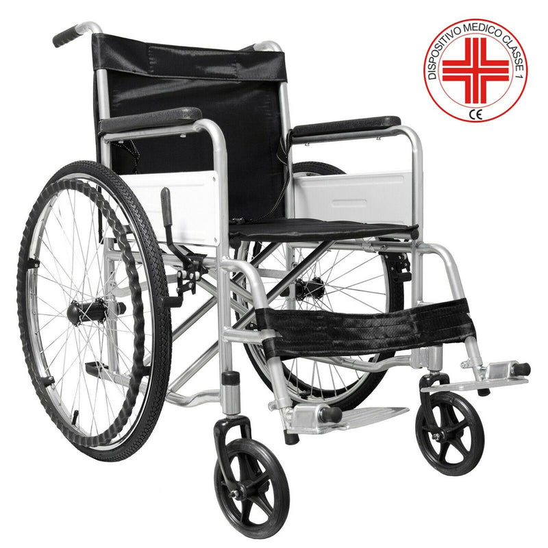 Sedia a Rotelle Pieghevole ad Auto Spinta in Acciaio Rizzetti 