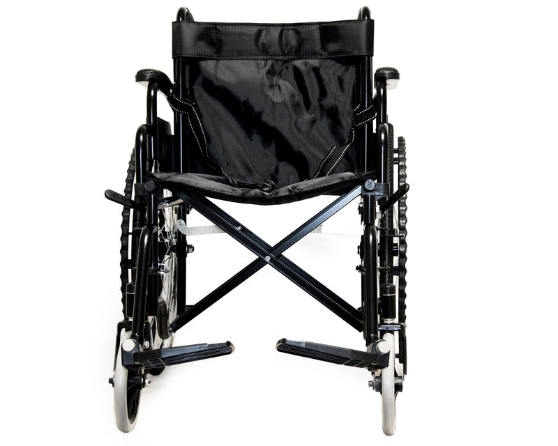 Sedia a Rotelle Pieghevole ad Auto Spinta in Acciaio Rizzetti Nera