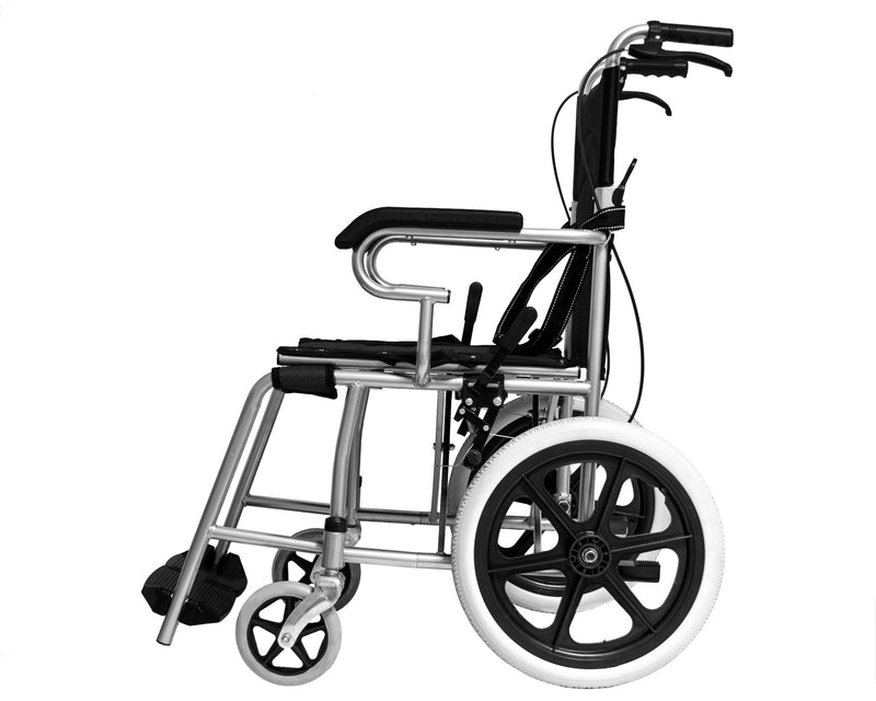 Sedia a Rotelle Pieghevole a Spinta Assistita in Alluminio Rizzetti Nera