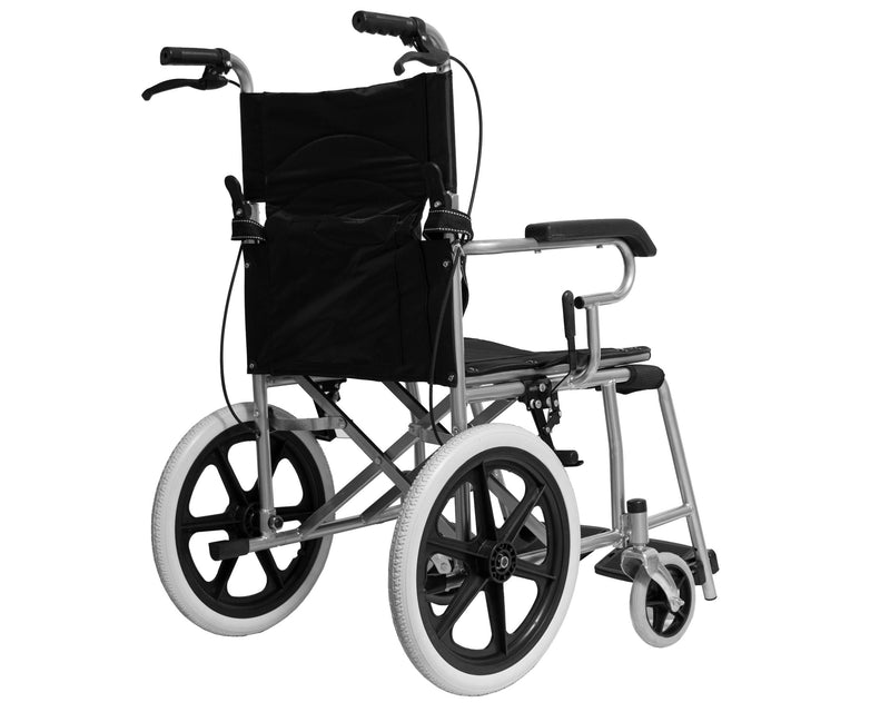 Sedia a Rotelle Pieghevole a Spinta Assistita in Alluminio Rizzetti Nera