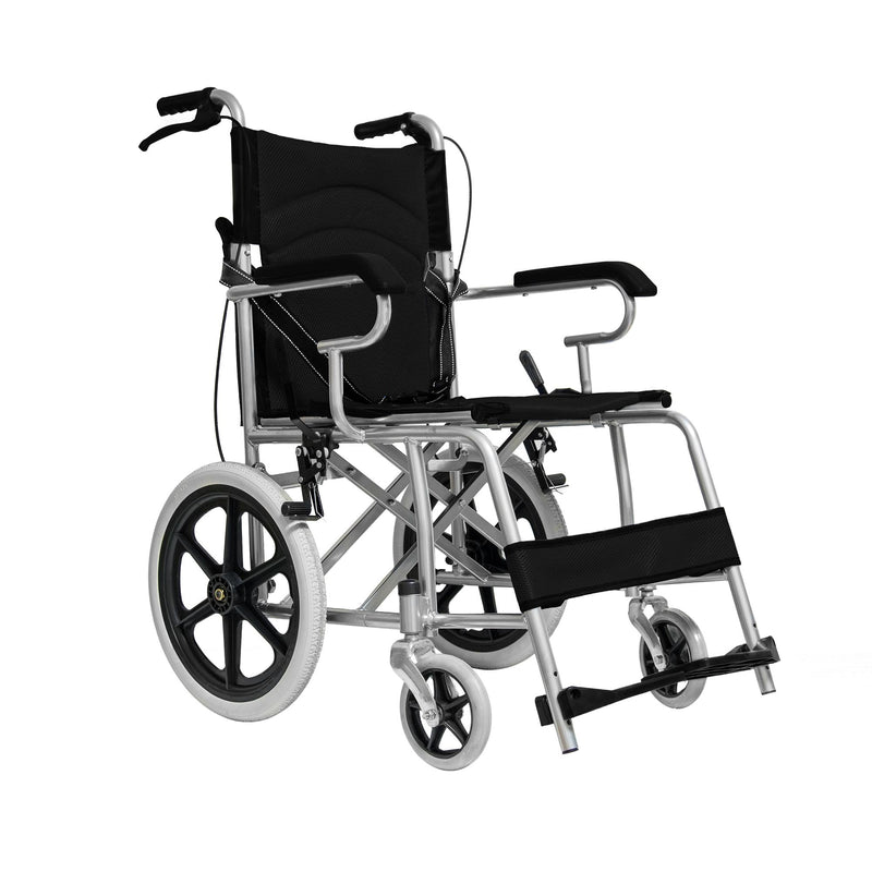 Sedia a Rotelle Pieghevole a Spinta Assistita in Alluminio Rizzetti Nera