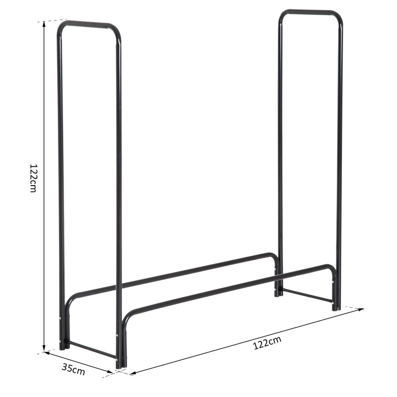 Portalegna per Camino 122x35x122 cm in Ferro  Nero