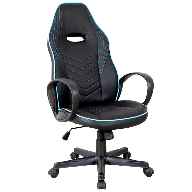 Sedia da Gaming Ergonomica in Similpelle Altezza Regolabile  Nera e Azzurra