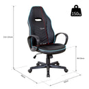 Sedia da Gaming Ergonomica in Similpelle Altezza Regolabile  Nera e Azzurra