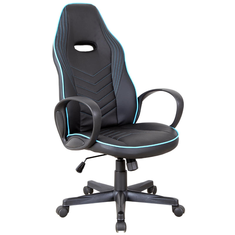 Sedia da Gaming Ergonomica in Similpelle Altezza Regolabile  Nera e Azzurra