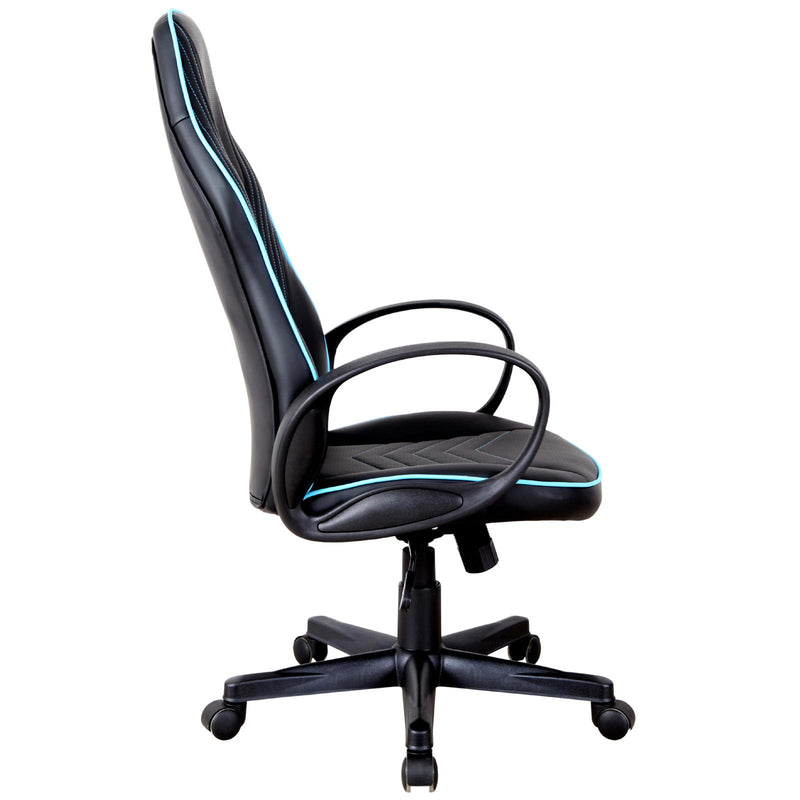 Sedia da Gaming Ergonomica in Similpelle Altezza Regolabile  Nera e Azzurra