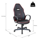 Sedia da Gaming Ergonomica in Similpelle Altezza Regolabile  Nera e Rossa