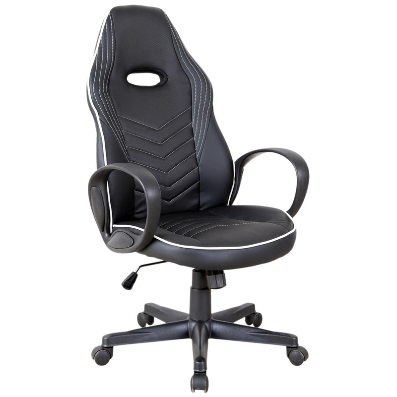 Sedia da Gaming Ergonomica in Similpelle Altezza Regolabile  Nera e Bianca