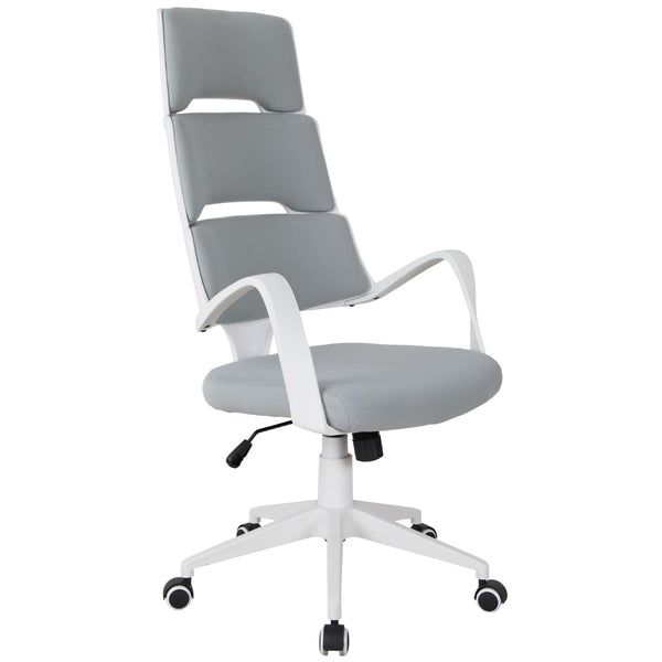 Sedia da Ufficio Presidenziale Ergonomica in Tessuto  Bianco e Grigio sconto