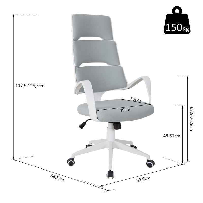 Sedia da Ufficio Presidenziale Ergonomica in Tessuto  Bianco e Grigio