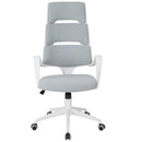 Sedia da Ufficio Presidenziale Ergonomica in Tessuto  Bianco e Grigio