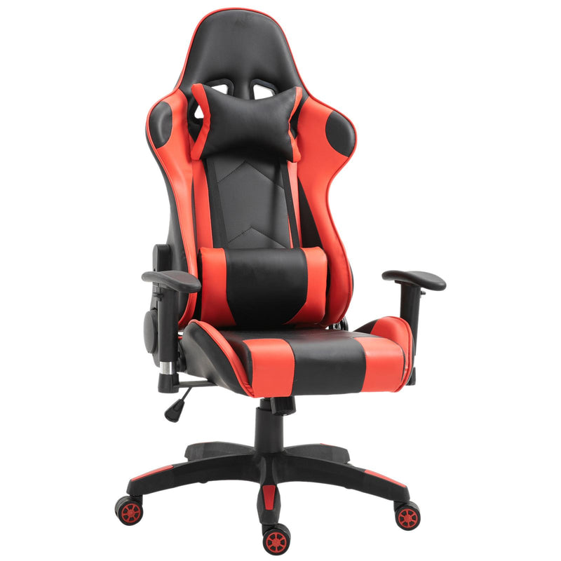 Sedia da Gaming Ergonomica in Similpelle Altezza Regolabile con Cuscino  Nera e Rossa