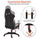 Sedia da Gaming Ergonomica in Similpelle Altezza Regolabile con Cuscino  Nera e Rossa