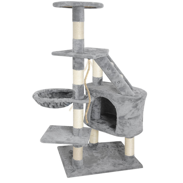 Albero Tiragraffi con Cuccia per Gatti H120 cm in Legno Sisal Naturale Rizzetti Grigio sconto