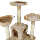 Albero Tiragraffi con Cuccia per Gatti H170 cm in Legno Sisal Naturale Rizzetti Beige